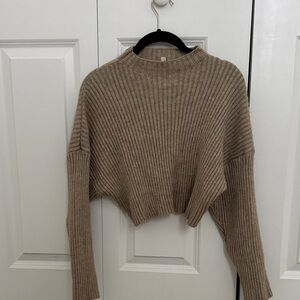 Women's Tan Ribbed Sweater